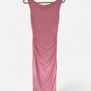 BTFBM One Shoulder Bodycon Ruched Mesh Maxi Dress
